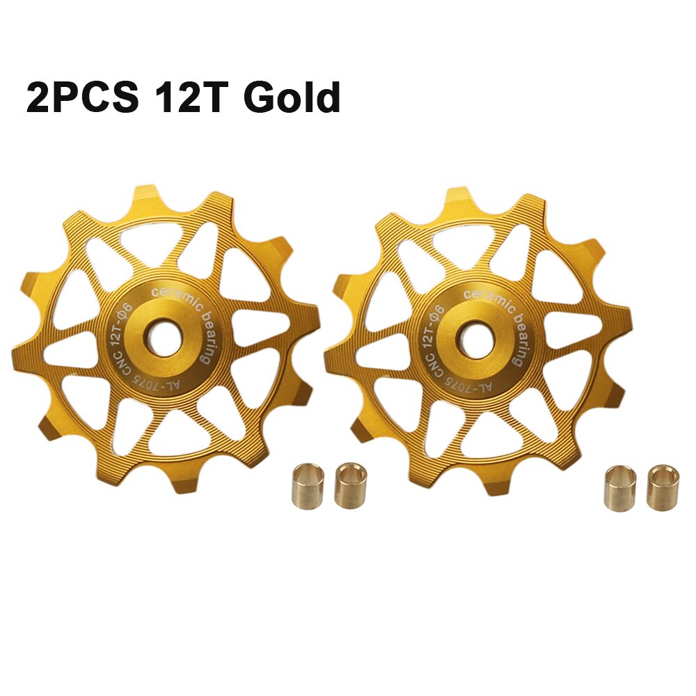 2 stücke 12T 14T Fahrrad Keramik Lagerbier Schaltwerk Rolle führen Rolle Leerlauf Für SHIMANO SRAM DEORE GX Jockey Rad Fahrrad Teile: 12T Gold 2Stck