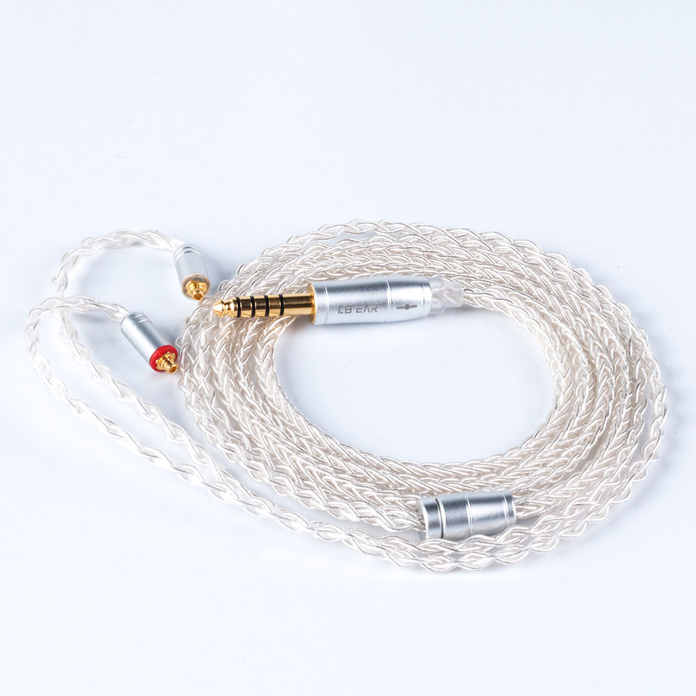 KBEAR 8 Core Upgraded Silver Wired Earphone Cable 2PIN/MMCX/QDC Gaming Headphones Earbuds Headset KBEAR KS1 KS2 TRI Meteor IEMs