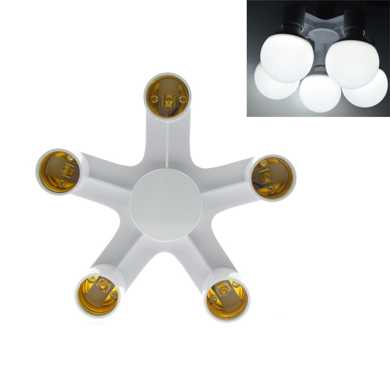 1 to 3/4/5/Lamp Holder Bulb Holder Dual Double E27 Socket Base Extend Splitter Plug Halogen Light Lamp Copper Contact Adapter