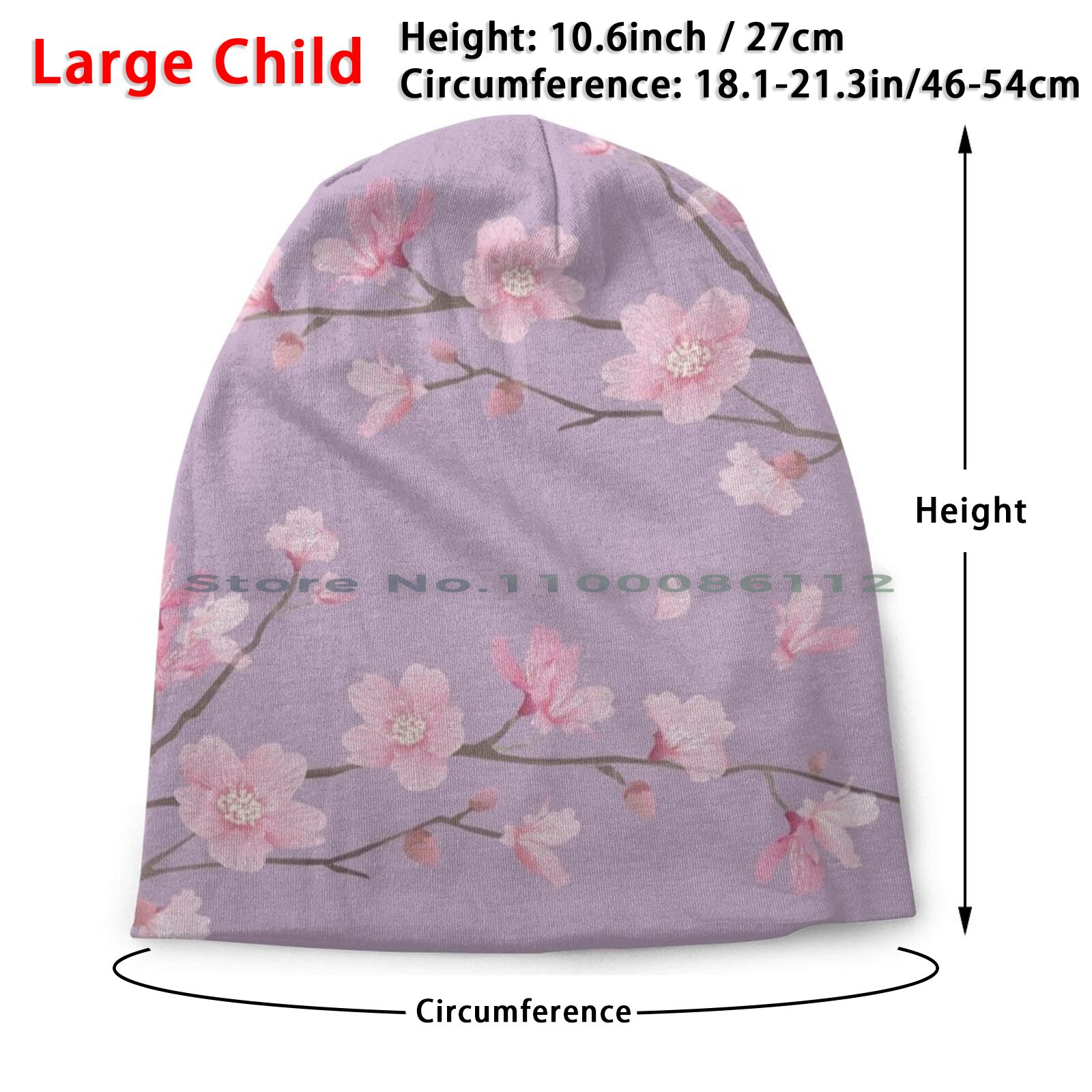 Cherry Blossom-Pastel Purple Bucket Hat Sun Cap Cherry Blossom Tree Japanese Cherry Blossom Sakura Flower The Cherry Tree: Large Child Knit Hat