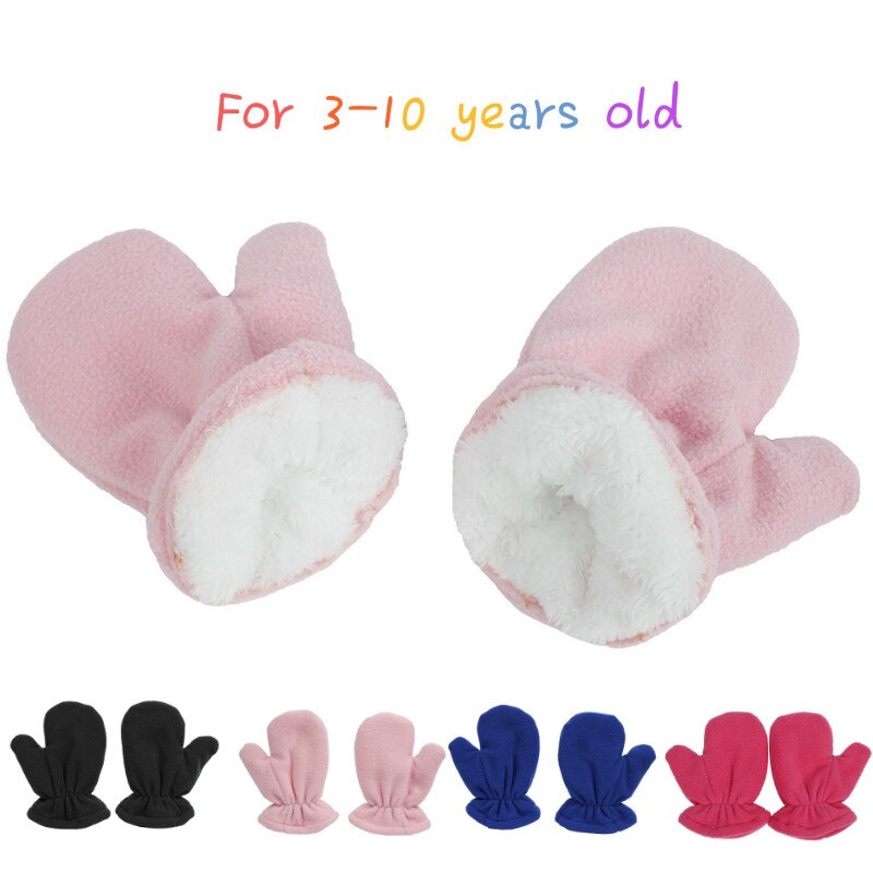 Guantes de lana Polar para niños Y niñas, de 3 a 10 colores, suaves Y gruesos, cálidos Y gruesos
