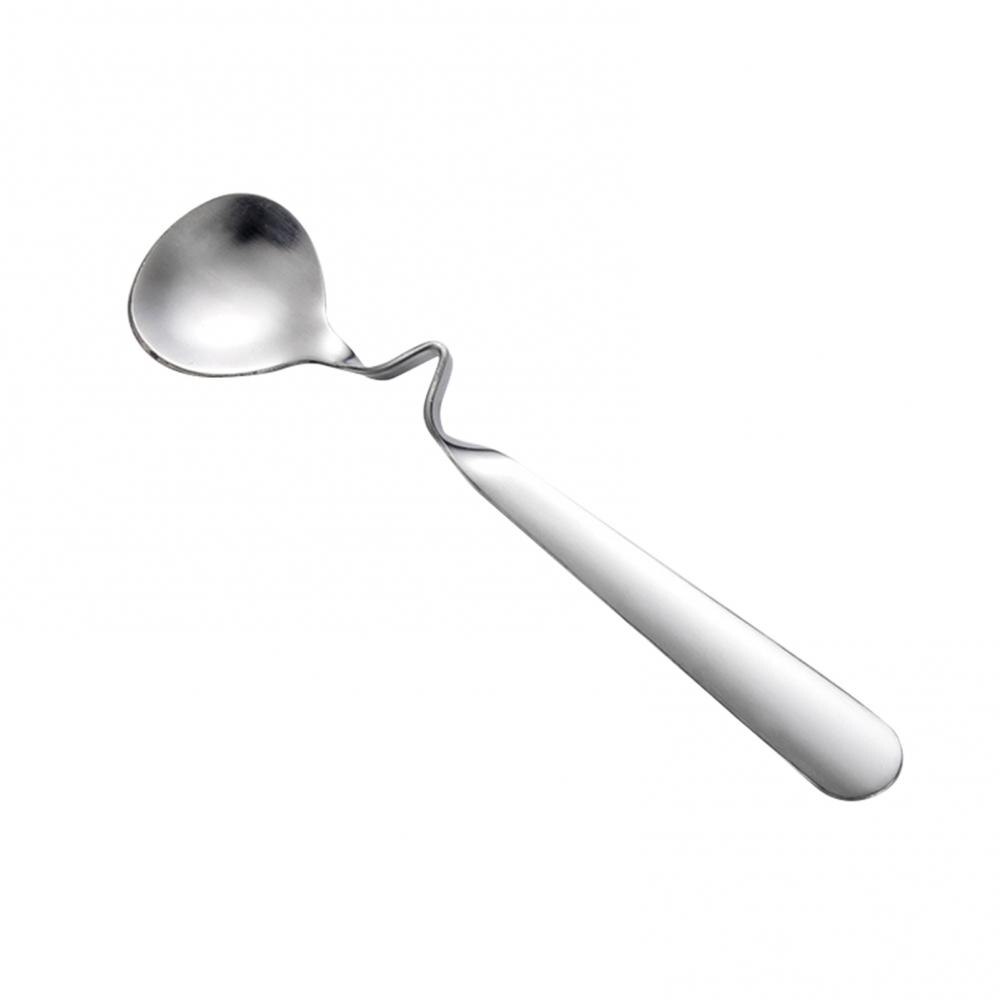 Spoon Stainless Steel Coffee Stirring Spoon Round Shape Tea Milk Dessert Hanging Scoop Specialty Spoons Tableware: Silver