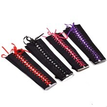 1 para kobiet impreza punk sznurowane rękawiczki retro długość ramienia bez palców satynowe rękawy z nadrukiem