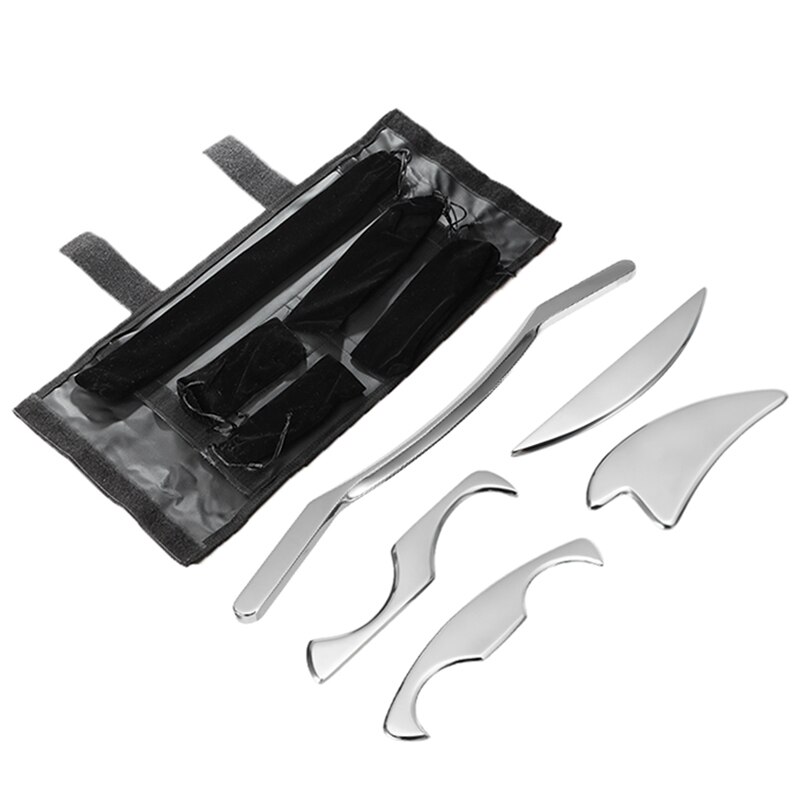 5 Types Therapy Muscle Massage Guasha Board Stainless Steel Body Relaxation Deep Tissue Recovery Blood Circulation Health Care