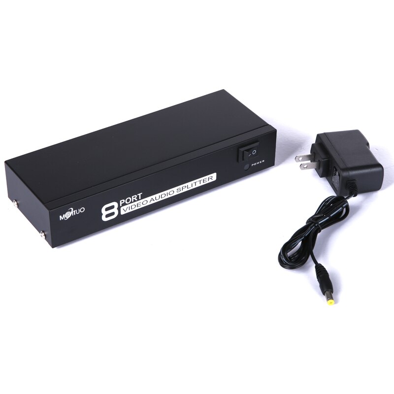 1x8 8 port video audio Splitter distributor AV RCA one into eight Metal Housing MT-108AV