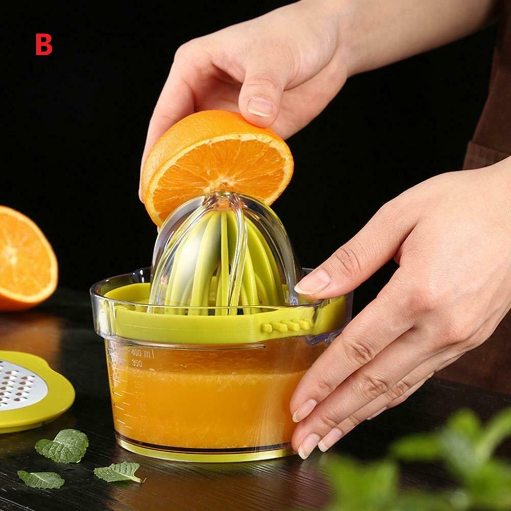 4 in 1 manuell juicer multifunktionell citronpressare apelsincitrusjuicer med inbyggd mätkopp grönsaksfruktsaftpressare: B