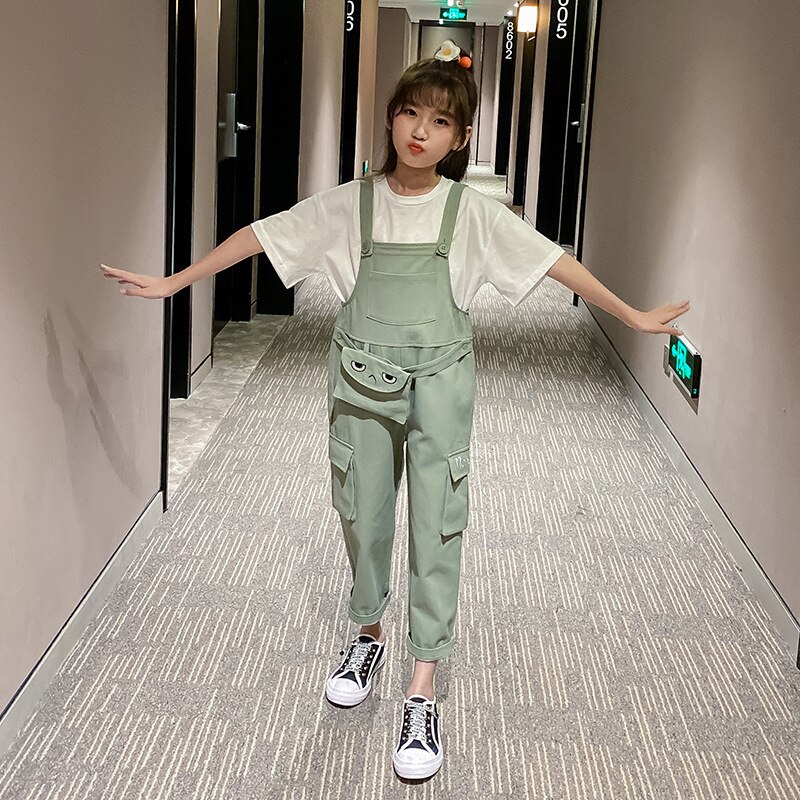 Keväiset söpöt lasten haalarit housut tytöille persoonallisuus tyttövauvan farkkuhousut löysät tyttöjen henkselit housut,  #8330