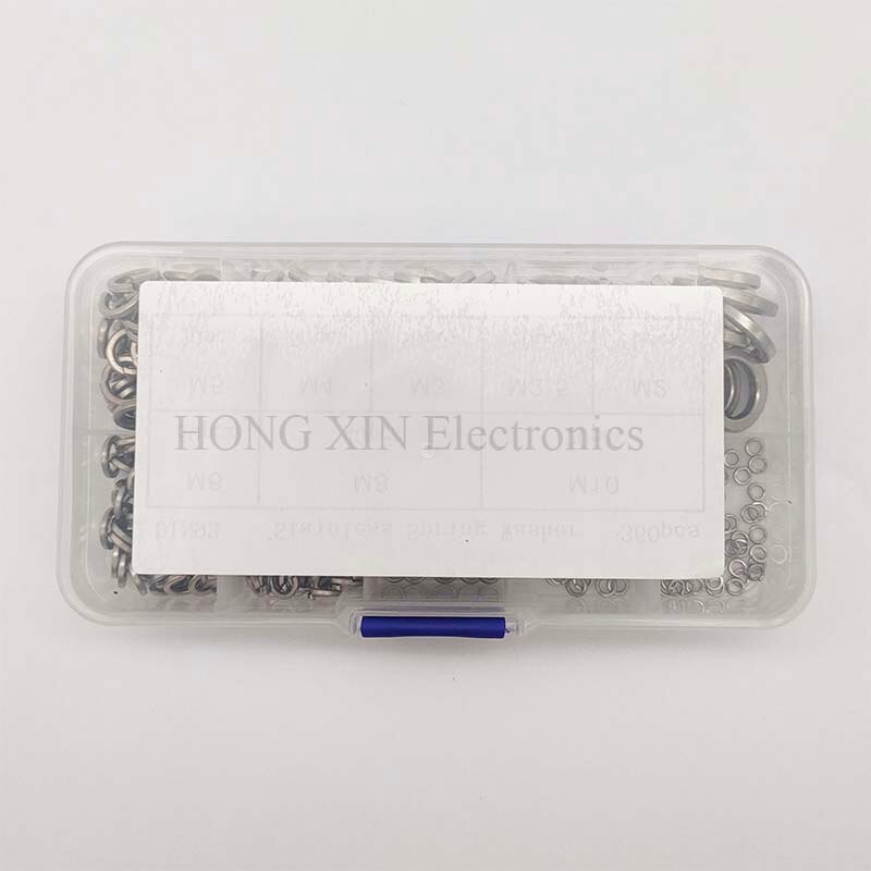 360pcs/set Stainless Steel Spring Washer Assortment Kit M2/M2.5/M3/M4/M5/M6/M8/M10 For Handware Tools Accessories