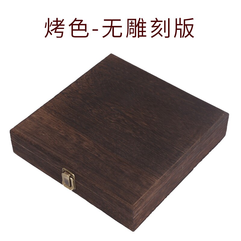 Caja cuadrada de almacenamiento de madera Vintage, cajas de té, organizador de estilo Concha, soporte para sellado de alimentos, decoración para el hogar, caja de de dulces de madera: A