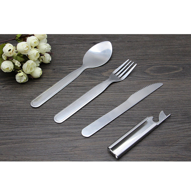 4 stk ske gaffel kniv udendørs service bestik sæt 4 stk spisestel middag knive gafler mad rustfrit stål spisestue sæt  p15 stk.