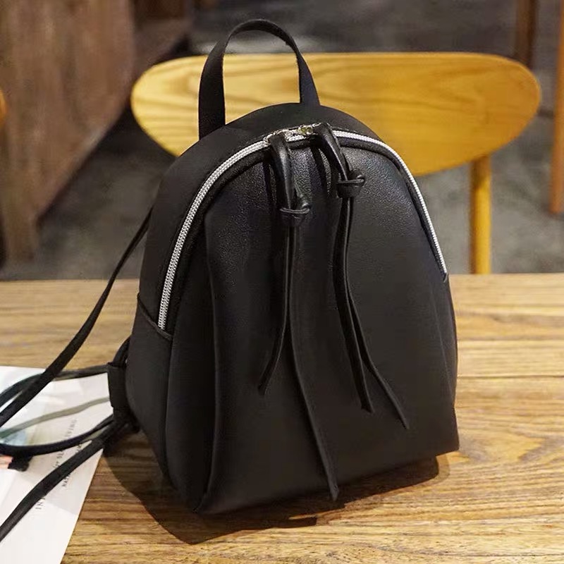 Mochila de para mujer, pequeña bandolera de cuero, mini mochilas multifunción, mochila escolar para mujer, bolsa para adolescentes: black