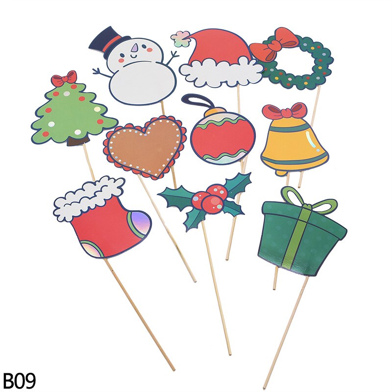 Accessoire de stand Photo joyeux noël, père noël bonhomme de neige, décoration de noël, accessoire à photos pour enfants, masque drôle, fournitures pour fête de nouvel an: b09
