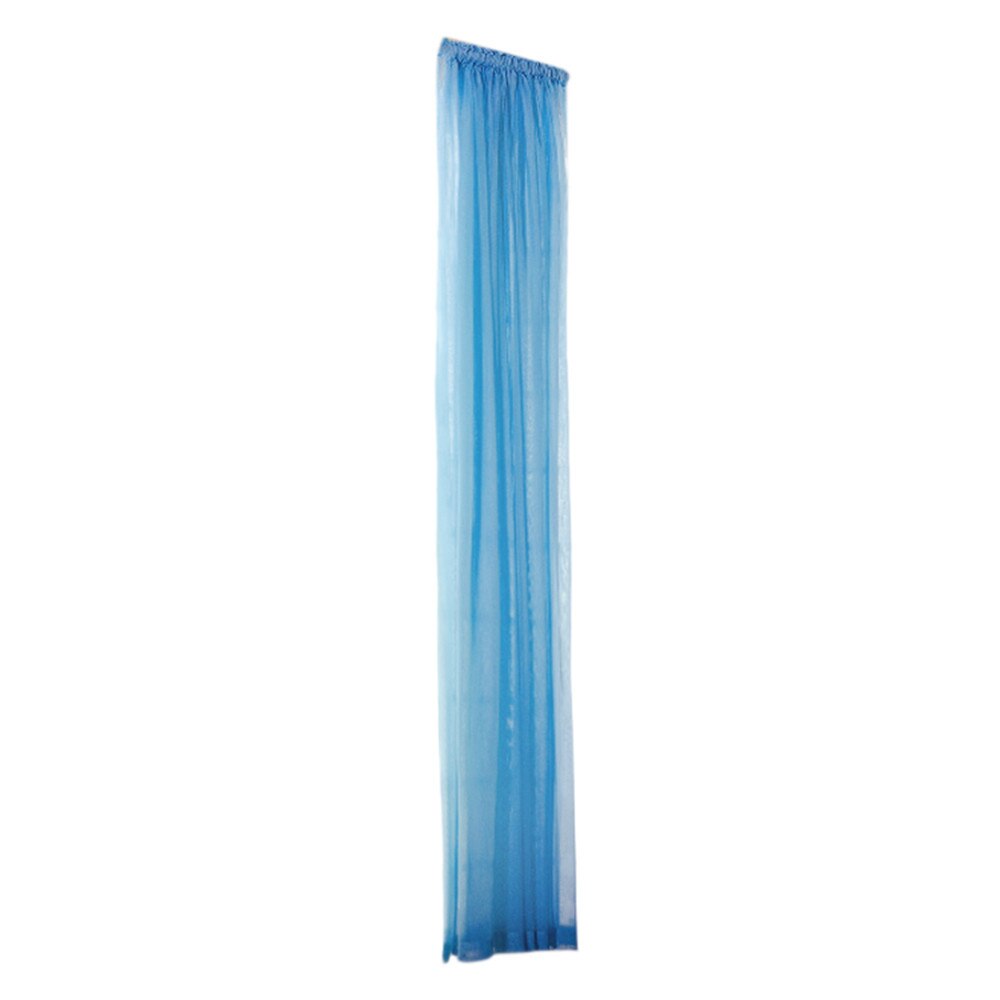 Rideau de porte fenêtre en Tulle de couleur Pure, 1 pièce, panneau, écharpe transparente, cantonnières, rideaux de fenêtre transparents pour décoration de salon: Bleu