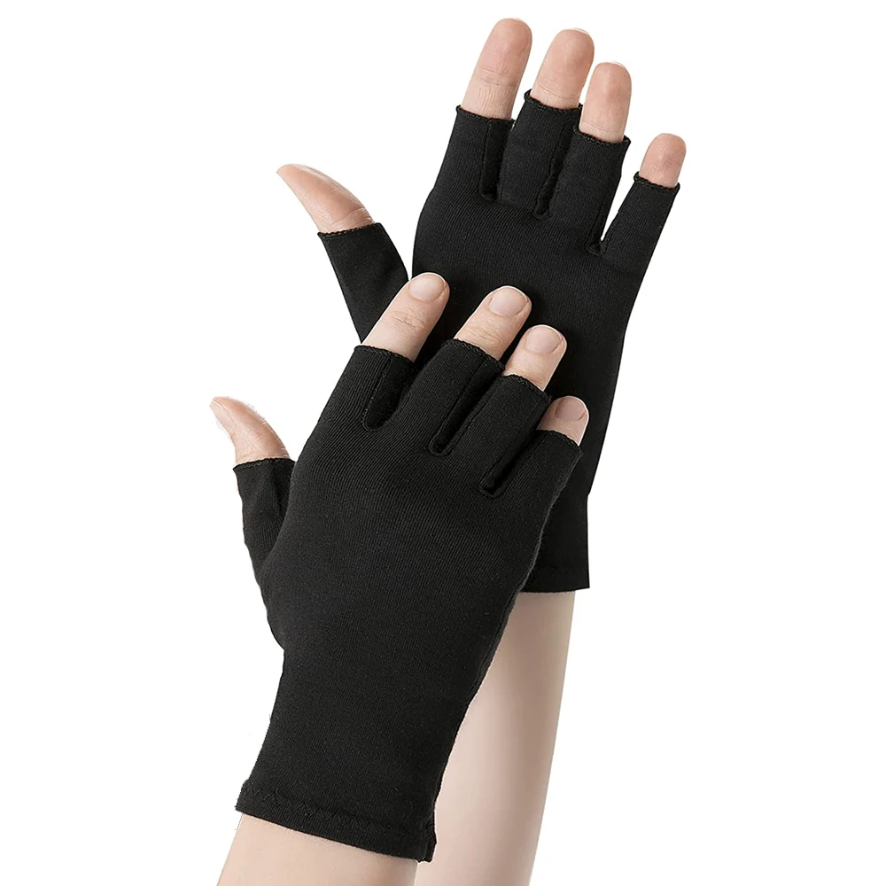 1 Pair Arthritis Compression Gloves Relieve Muscle Pain Fingerless Gloves Bulk Typing Gloves for Women Men: M / black