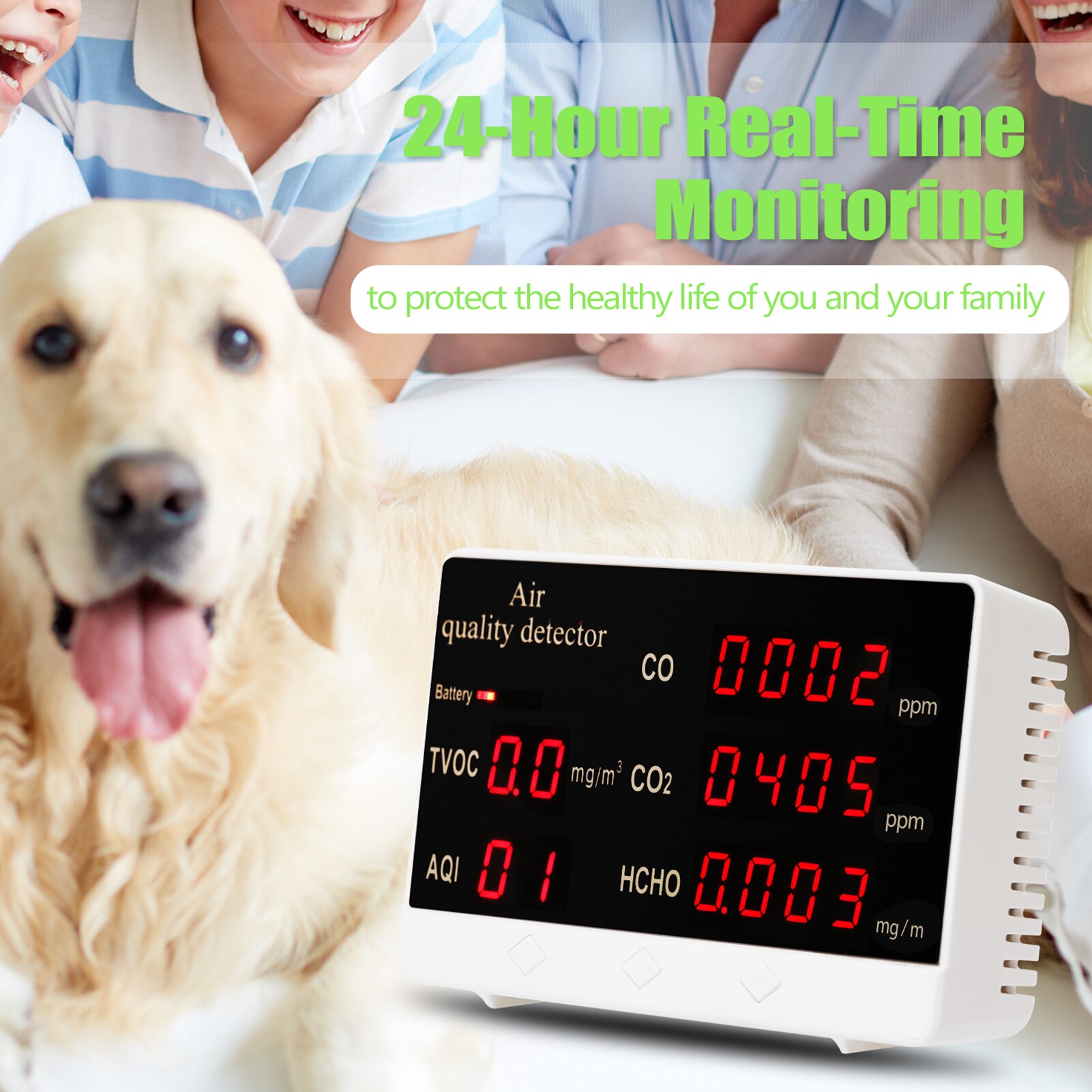 Digital CO2 Meter co2 Sensor High Accuracy CO CO2 HCHO TVOC Detector Air Monitor Air Analyzer Carbon Dioxide Sensor