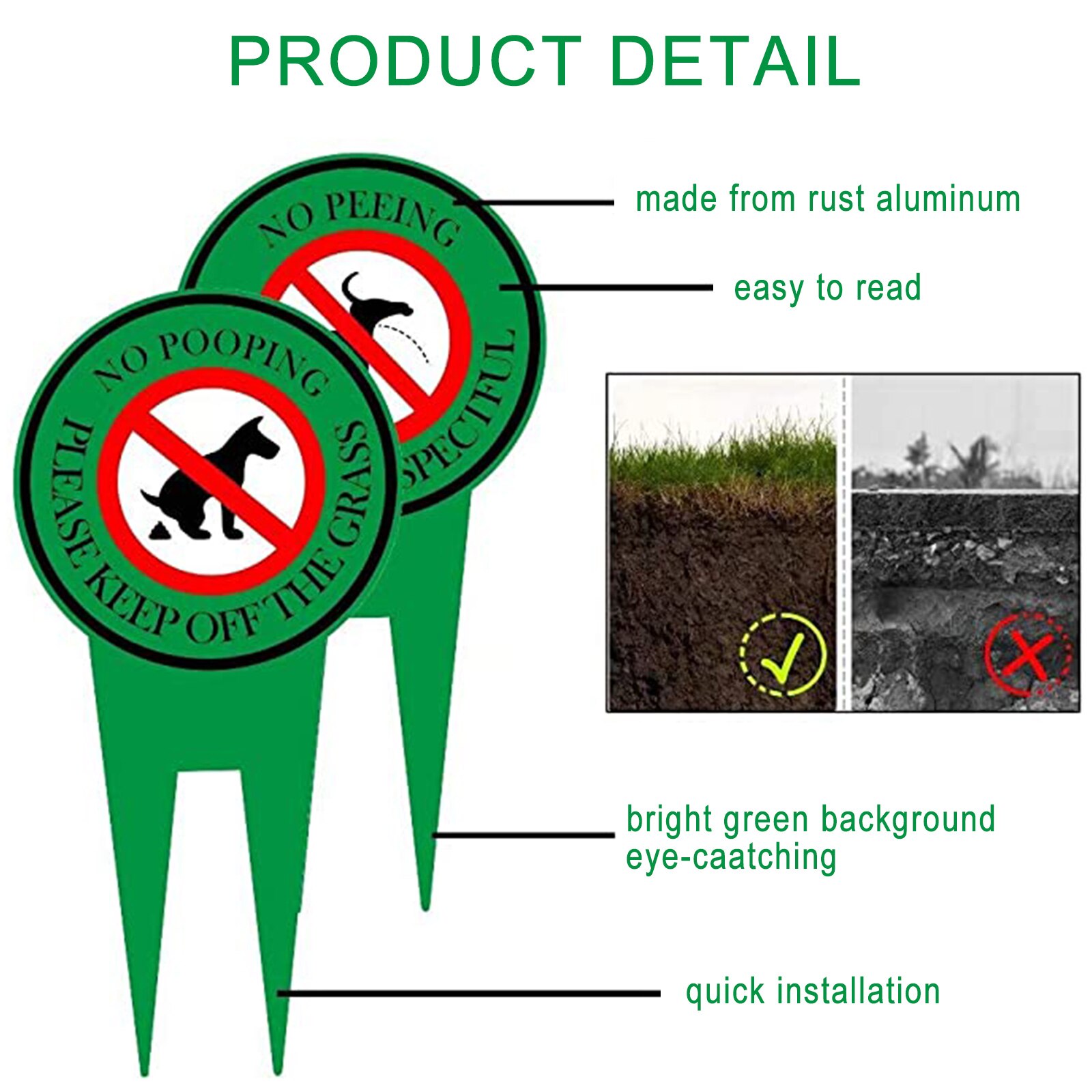 Double Sided No Pooping Dog Sign No Peeing Dog Sign With Stake Stop Dogs From Pooping or Peeing On Your Lawn Garden Signage