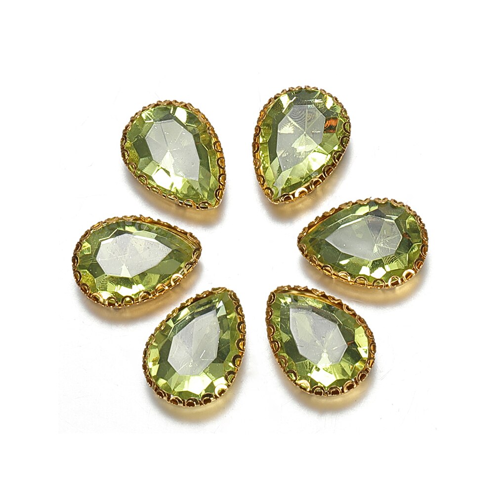 50 pçs 14x19mm gota forma cristal strass cabochon contas bezel remendo para diy jóias fazendo acessório artesanato artesanal material: light green