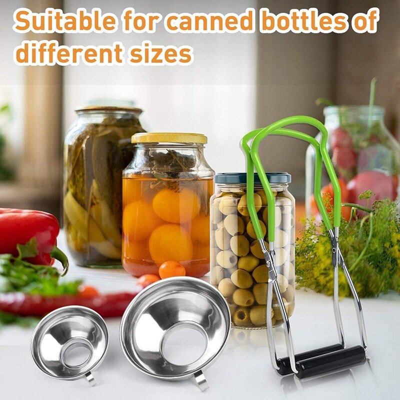 Kitchen Canning Tool,Kit-4-Piece Stainless Steel Canning Funnel Canning Jar Lifter with Grip Handle and Sponge