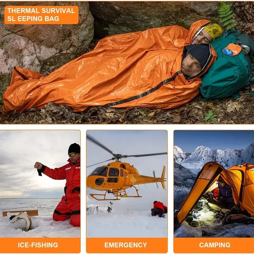 Sac de couchage d'urgence, couvertures thermiques en Mylar Ultra imperméables, sac de couchage de survie léger, garde au pour le Camping et la randonnée