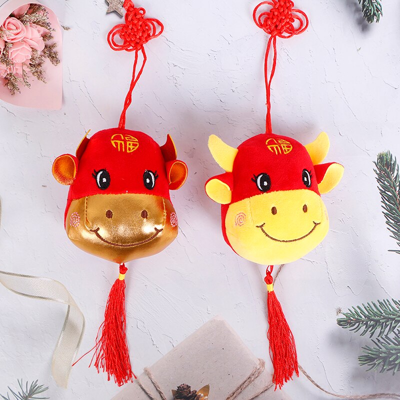 1PC nouvel an taureau en peluche jouet veau poupée vache en peluche pendentif avec ventouse pour enfants enfants