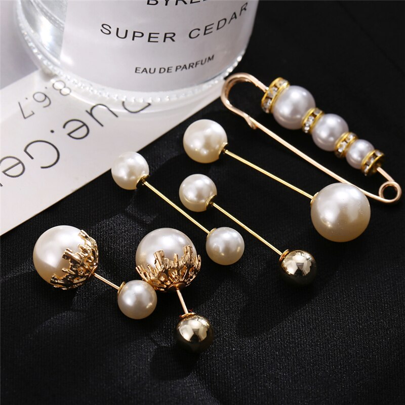17KM-Alfileres de ropa de perlas Vintage para mujer, conjunto de broches con hebilla para vestido y pantalones, accesorios de tendencia, joyería,: CS5309206