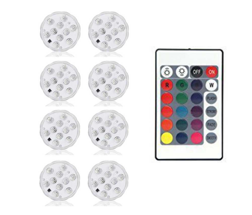 Dive lights led pool light swimming poole lights vase fish tank pond discotheque wedding party use night light for decoration: 1 controller 8lamp