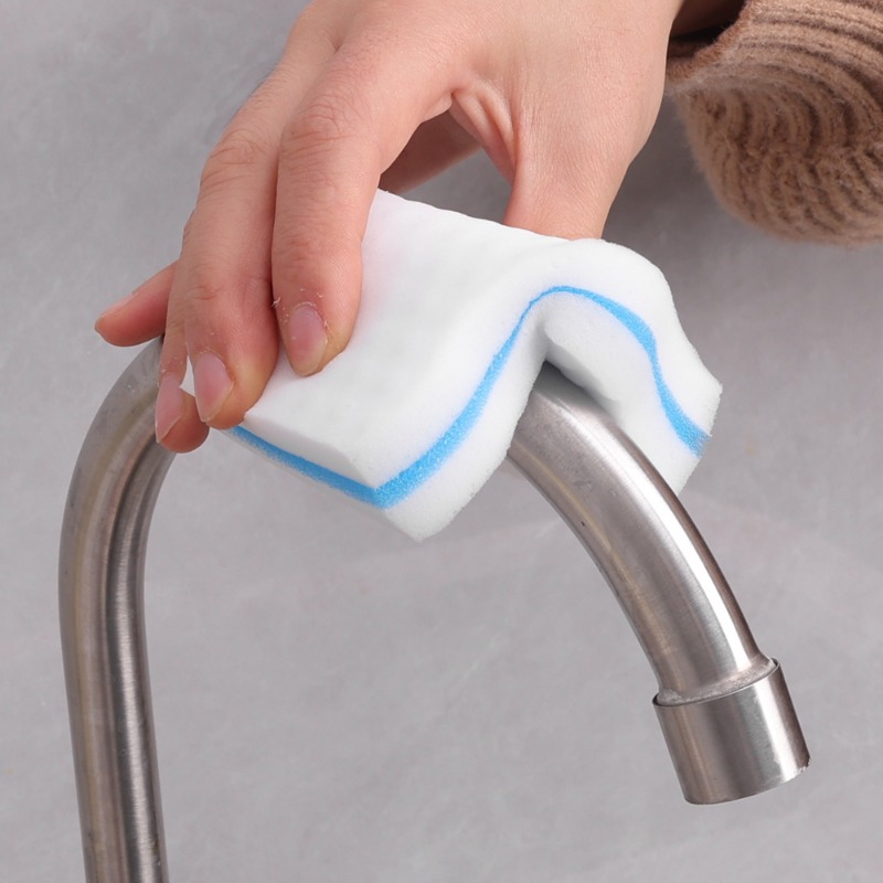3 Layer Magic Sponge Eraser Cleaning Pads for Bathroom Kitchen Floor Bathtub Toilet Baseboard Wall Cleaner Blue White Sponge
