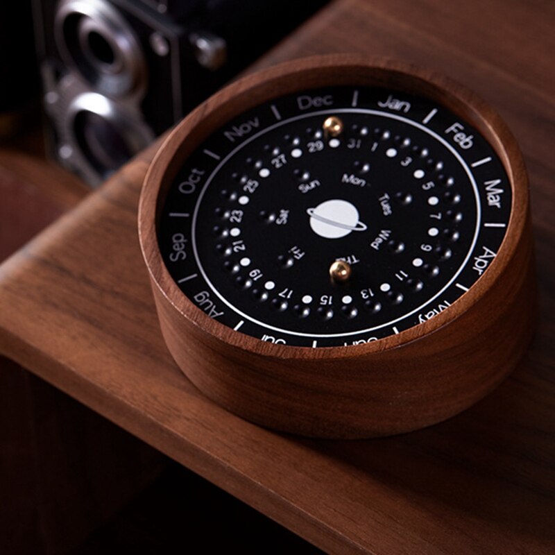 Wooden Perpetual Calendar Desktop Month Week Date Planet Home Decoration to Send Classmates Birthday