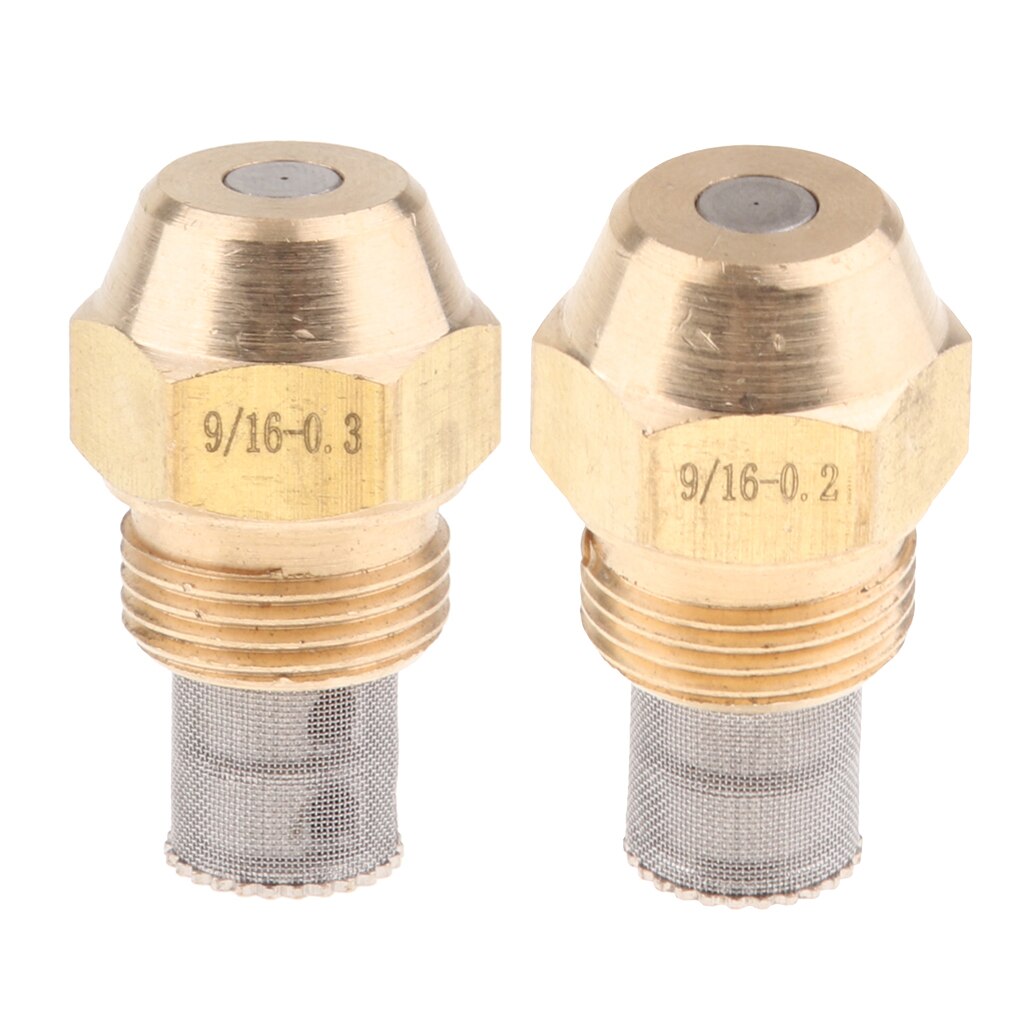 2 x Precision Oil Furnace Nozzle with Stainless Steel Filter Net 9/16 Inch Thread Connect Multi-specification Hole