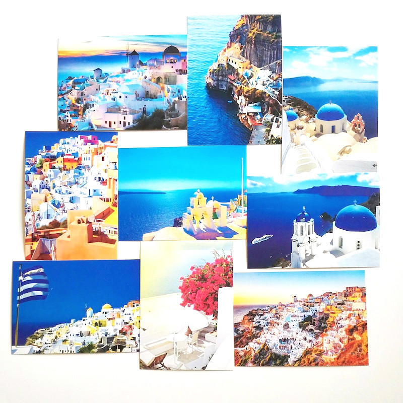 30Pcs/set Santorini Postcards Landscape Postcards Memory of Love Blue Postcard Sea Ocean Postcard