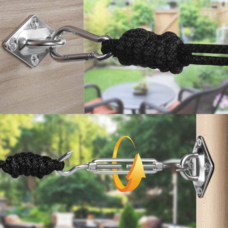 40Pcs Sun Shade Sail Fixing Kit Sail Shade Hardware Kit 304 Stainless Steel for Garden Rectangle/Square Installation