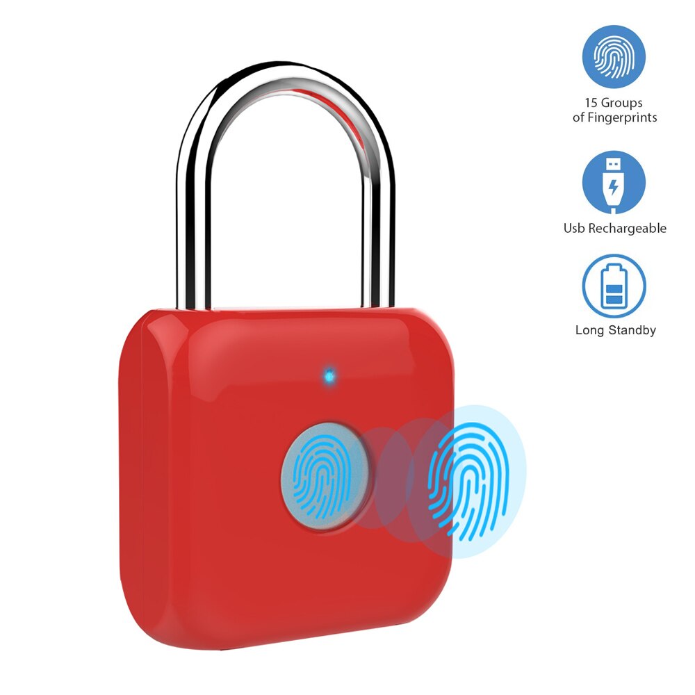 Fingerprint Padlock Mini Smart Padlock Keyless USB Charging Biometric High Security Lock for Gym Locker, Shed Locker (Grey)