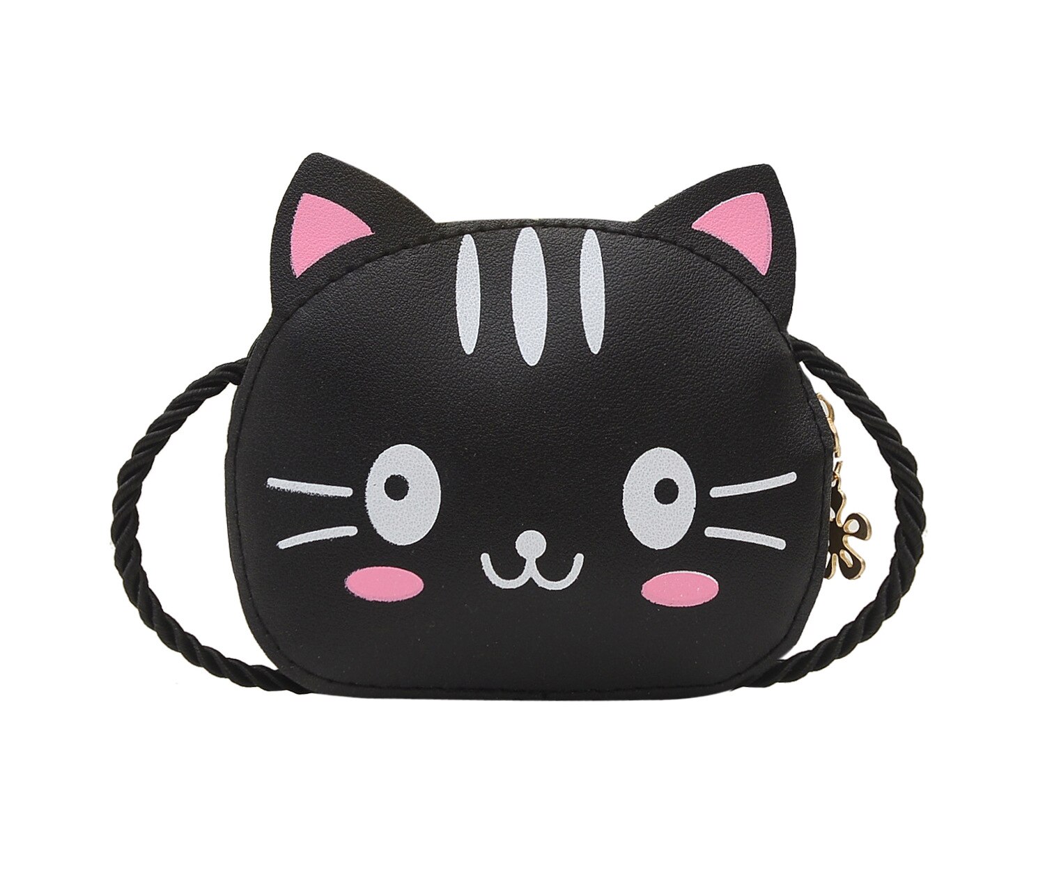 Prinzessin kinder Mini Handtaschen Baby Mädchen PU Leder Kleine Schulter Umhängetaschen Nette Katze Kinder Geldbörse Brieftasche: Black