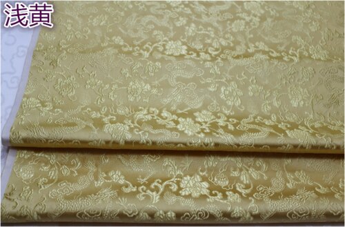 Width 59'' Chinese Dragon Jacquard Brocade Pattern Satin Fabric By The Half Yard For Cheongsam Tang Costume Pillow Material: Pale yellow