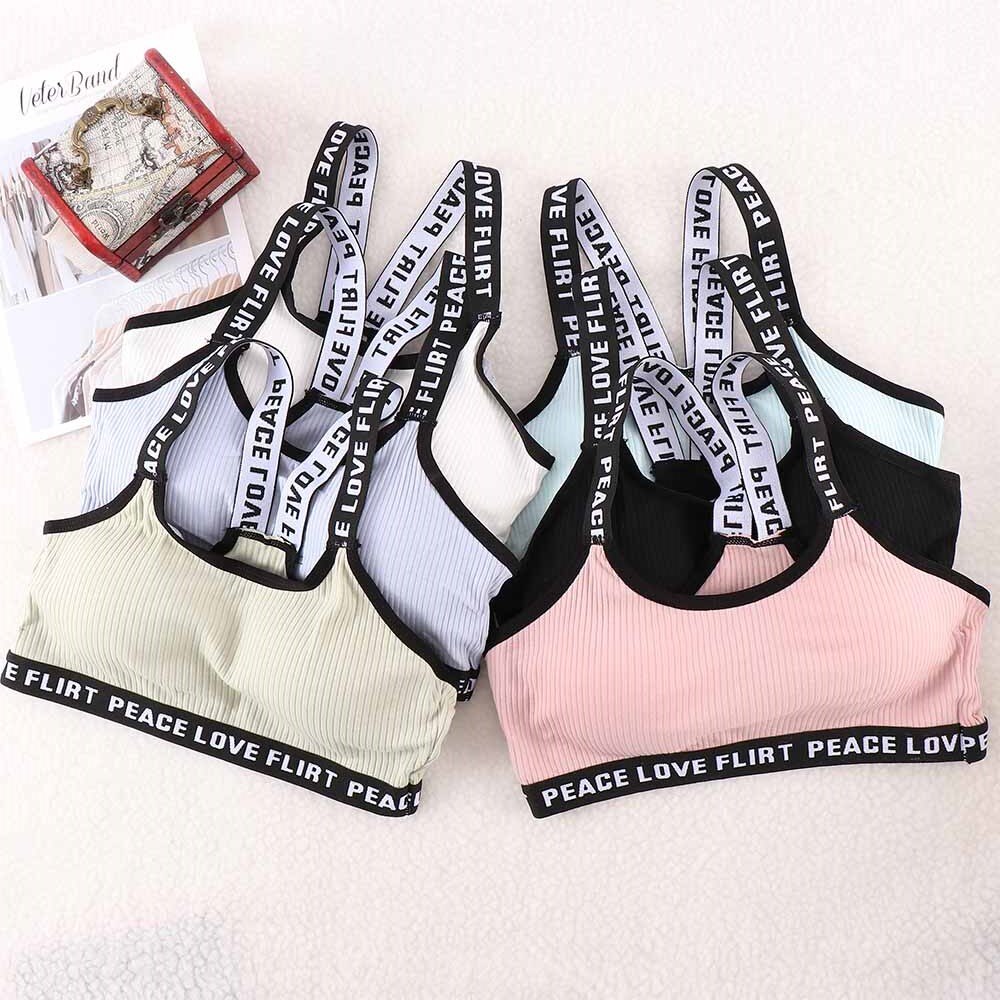 Letter Sports Bra Push Up Tube Tops Fitness Running Bandeau Bra Underwear Cotton Sport Tops For Women Sportswear Bra