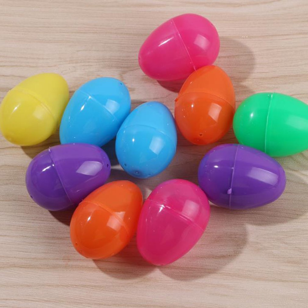 12 Stuks 4*6Cm Paaseieren Open Plastic Eierschaal Party Decoratie Diy Creatieve Pasen Willekeurige Kleur