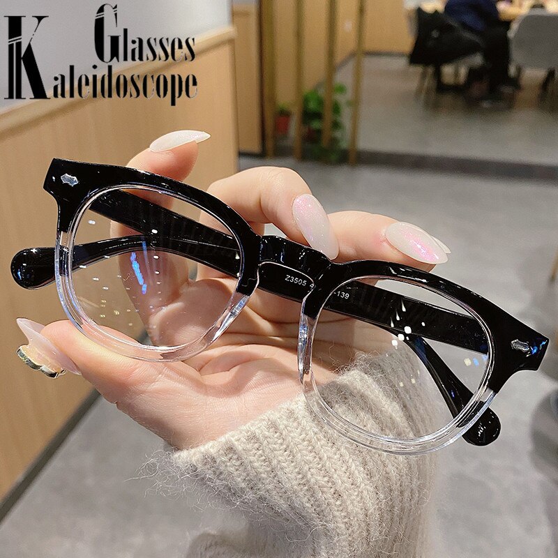 Men Anti Blue Light Glasses Frame Women Retro Eyeglasses Frames Ladies Candy Color Optical Spectacle Green Frame