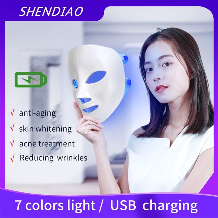 Foreverlily-mascarilla Facial Led de 7 colores, máscara de terapia de fotones coreana, máquina de terapia de luz, máscara de acné, máscara Led de belleza: Default Title