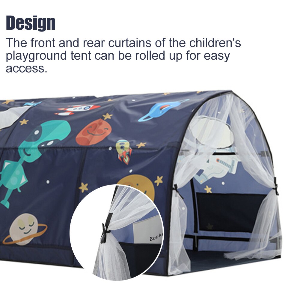 Boys Girls Double Net Curtain Inner Pocket Camping Baby Toddlers Starry Sky Bedroom Decor Sleeping Cute Cartoon Kids Play Tent