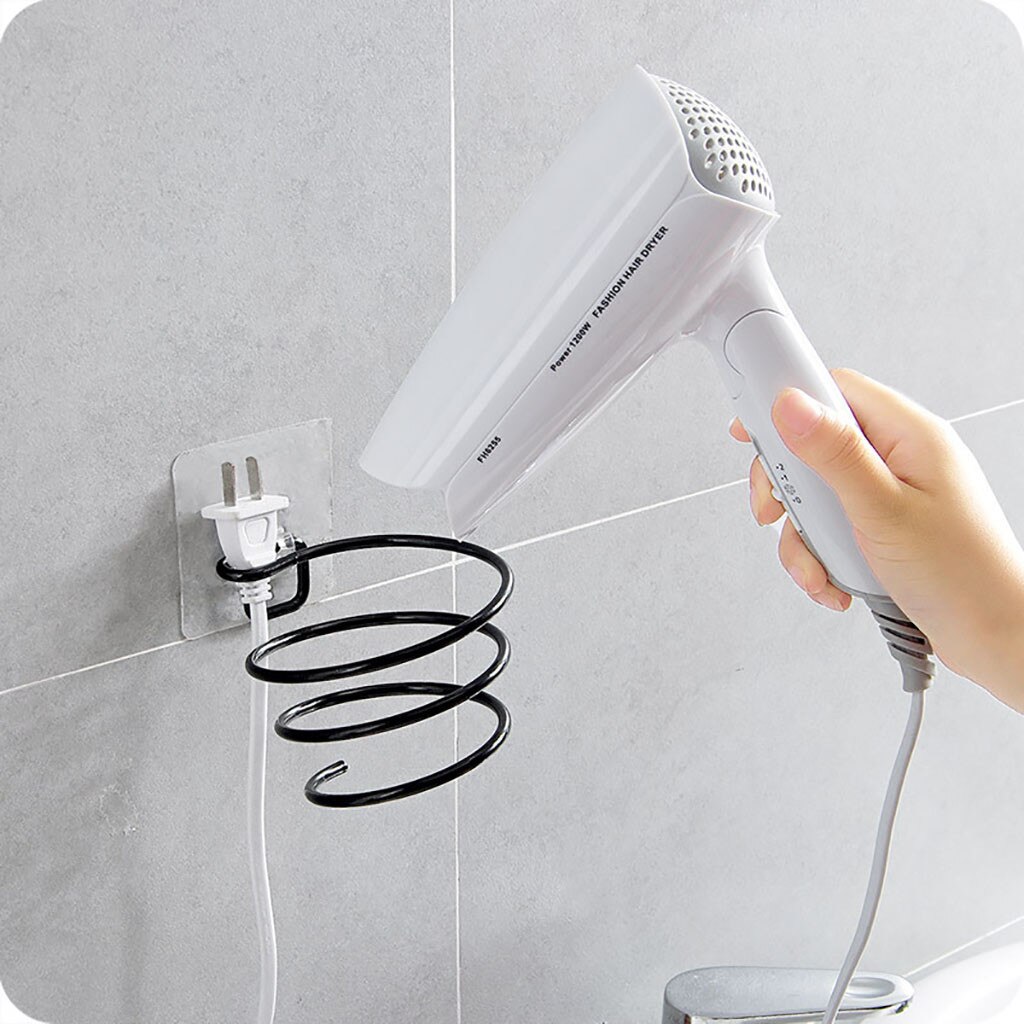 Soporte de secador de pelo para peluquero, estilismo de salón, organizador de almacenamiento, organizador de pared de cocina, soporte, accesorio, gancho colgante: Black