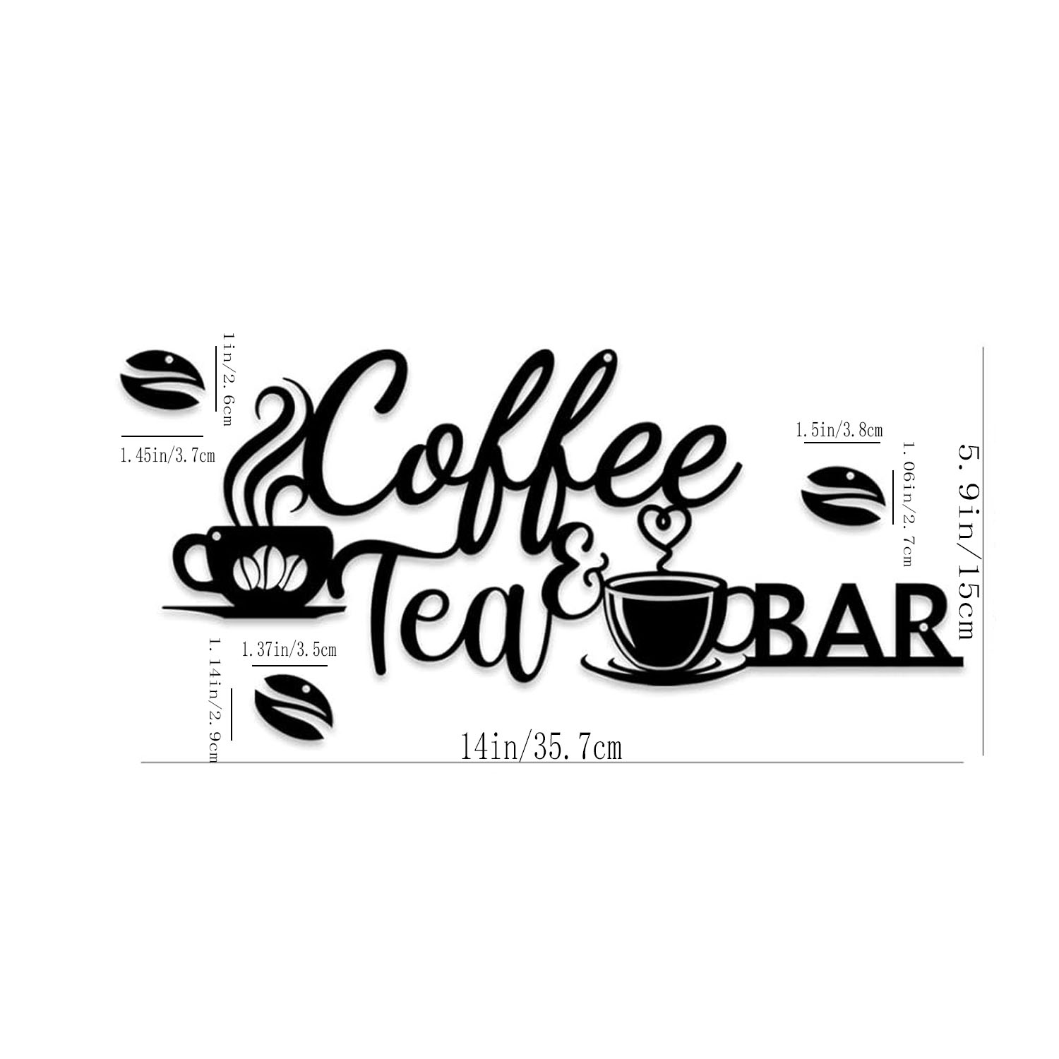 Kaffeebar-Schild aus Metall, Wanddekoration – Kaffee- und Teebar-Kunst mit Bohnen, perfekt für sterben Wanddekoration zu Hause, in der Küche oder Ich bin Büro: Ursprünglich Titel