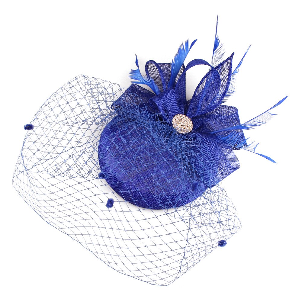 Sinamay Chic cheveux maille accessoires de mariage Fascinator mariée voiles chapeau bandeau femmes dames Occasion casque Net points: Bleu