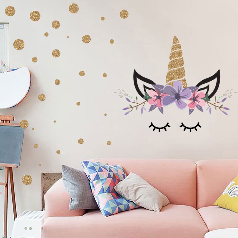 Enhjørning wallsticker kunst vægmaleri soveværelse vægdekoration wallstickers til børneværelser: 20