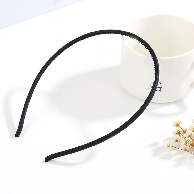 Diademas finas de plástico para niña y mujer, bandanas de resina, accesorios para el cabello esmerilados, accesorios para el cabello, diademas antideslizantes: Negro