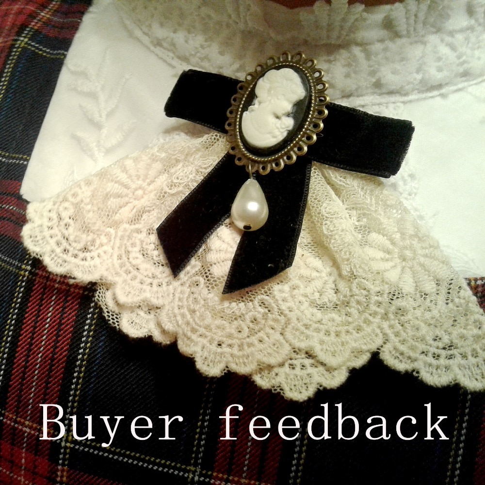 Women Delicate Lace Velet Ribbon Bow Queen Cameo Venetian Pearl Vintage Brooch for Birthday Christmas Lady