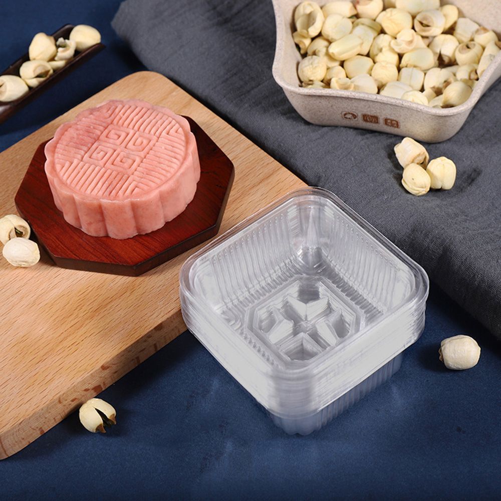 100pcs Moon Cake Bottom Tray Packaging Box Egg Yolk Crisp Mung Bean Cake Inner Tray Golden Thickened Blister Packing Plate Decor