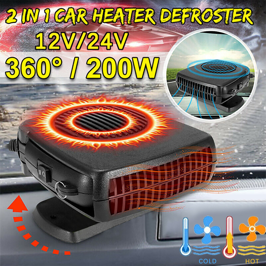 Désembueur portatif automatique de dégivreur de chauffage de voiture 12/24V 200W pare-brise électrique de chauffage de 360 degrés ventilateur de refroidissement de chauffage d'abs
