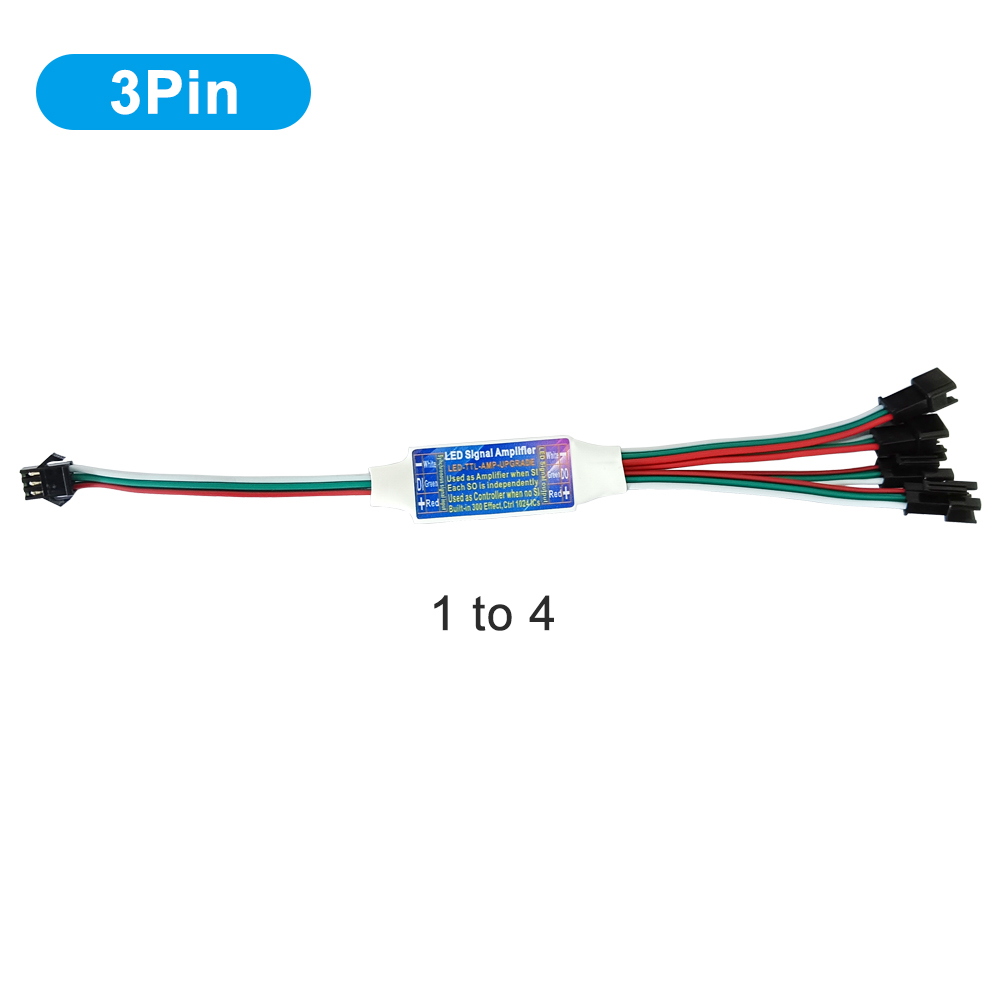 LED TTL Signal Amplifier Repeater Controller 2 In 1 For WS2812B WS2811 WS2813 WS2815 SK6812 3Pin 4Pin RGB Addressable LED Strip: Cyan / 44