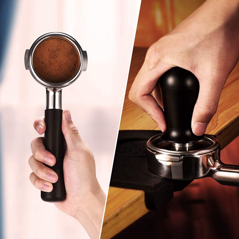 58mm kalibreret tryk espresso tamper værktøj barista espresso maskine tamper flad base 30 lbs presse rustfrit stål