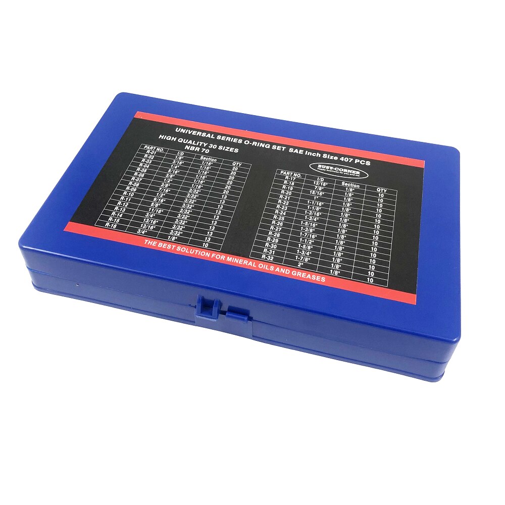 407 Stuk Sae Universal O-Ring Assortiment Kit 32 Maten Nbr 70A Voor Sanitair, automotive En Kraan Reparatie